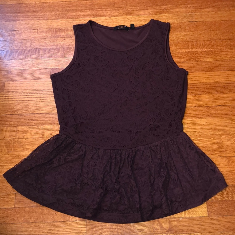 Dex peplum lace top- plum colour